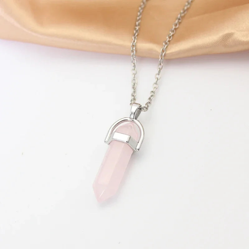 Hexagonal Stone Pendant Necklace